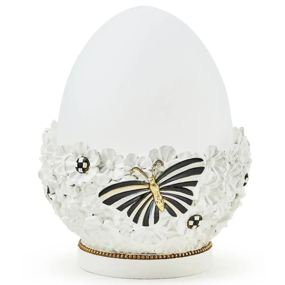 MACKENZIE-CHILDS White Rabbit Illuminated Egg NEW